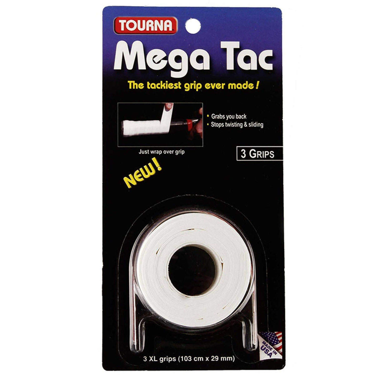 Tourna Overgrips Mega Tac White (3 Pcs) - Padel Accessories - au.justpadel.com